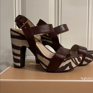 Michael Kors Brown Zebra Print Platform Heels